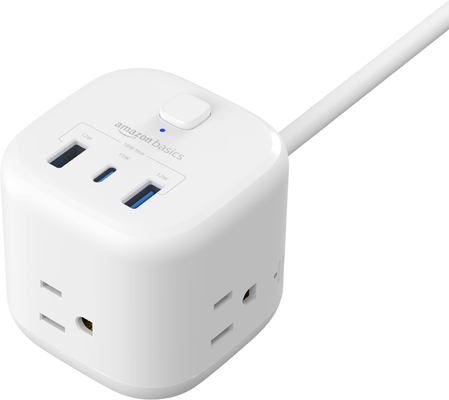 Three USB Ports Power Strips With USB C 5V3A 15W Max , USB A1/A2 5V2.4A 12W Max